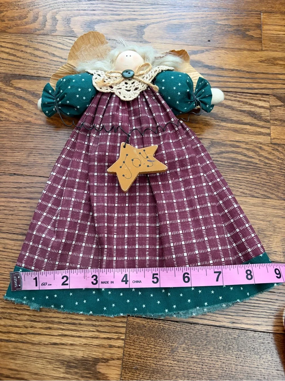 Handcrafted Primitive Country Style Angel Doll Holiday Joy Star Decor